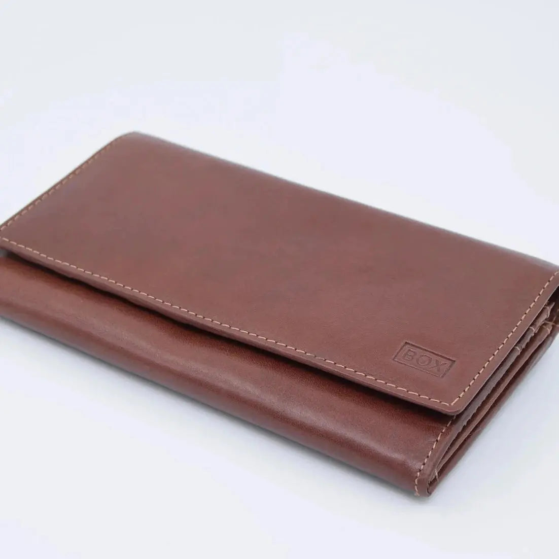 Three Quarter Close Purse Tan Leather My Store