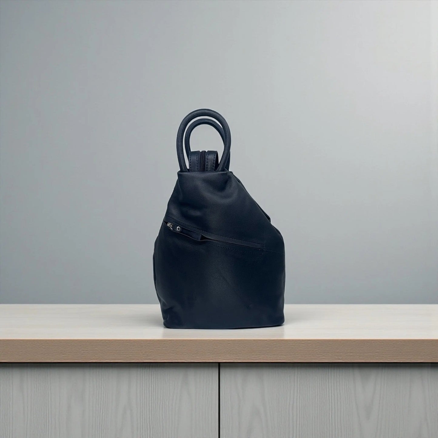 Leather Backpack Bag Navy Leather Box Leather