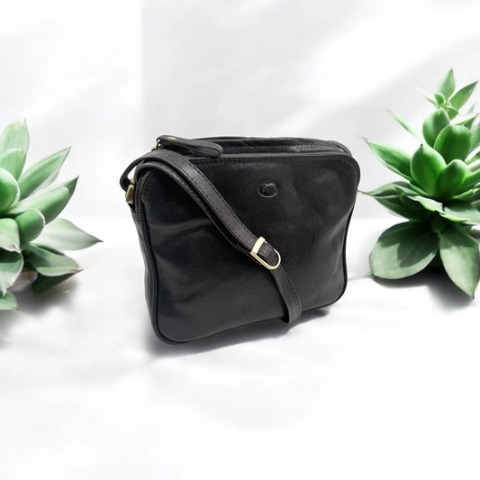 Leather Shoulder Bag Black Buff Leather Box Leather