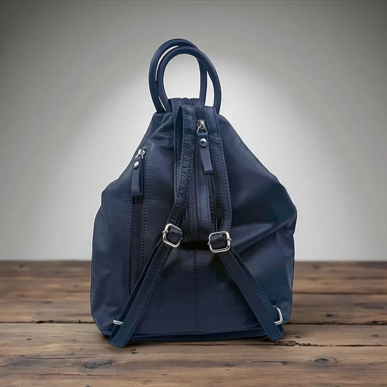 Leather Backpack Bag Navy Leather Box Leather