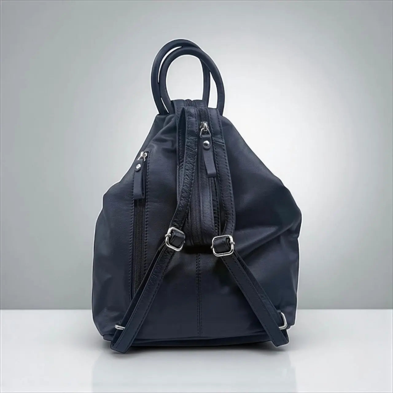 Leather Backpack Bag Navy Leather Box Leather