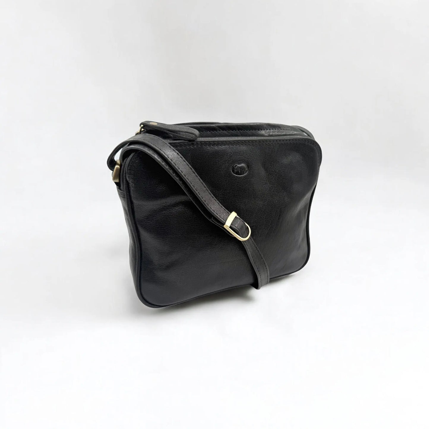 Leather Shoulder Bag Black Buff Leather Box Leather