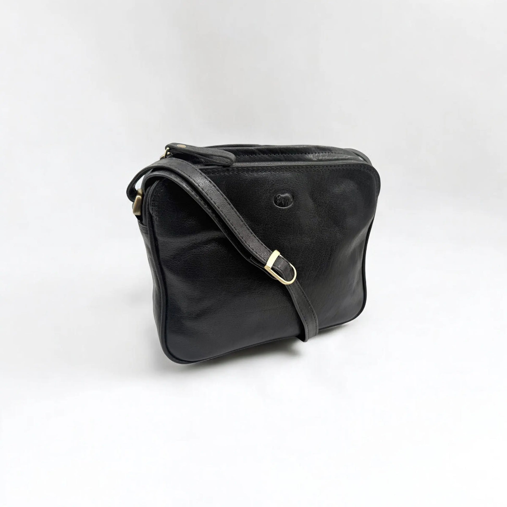Leather Shoulder Bag Black Buff Leather Box Leather