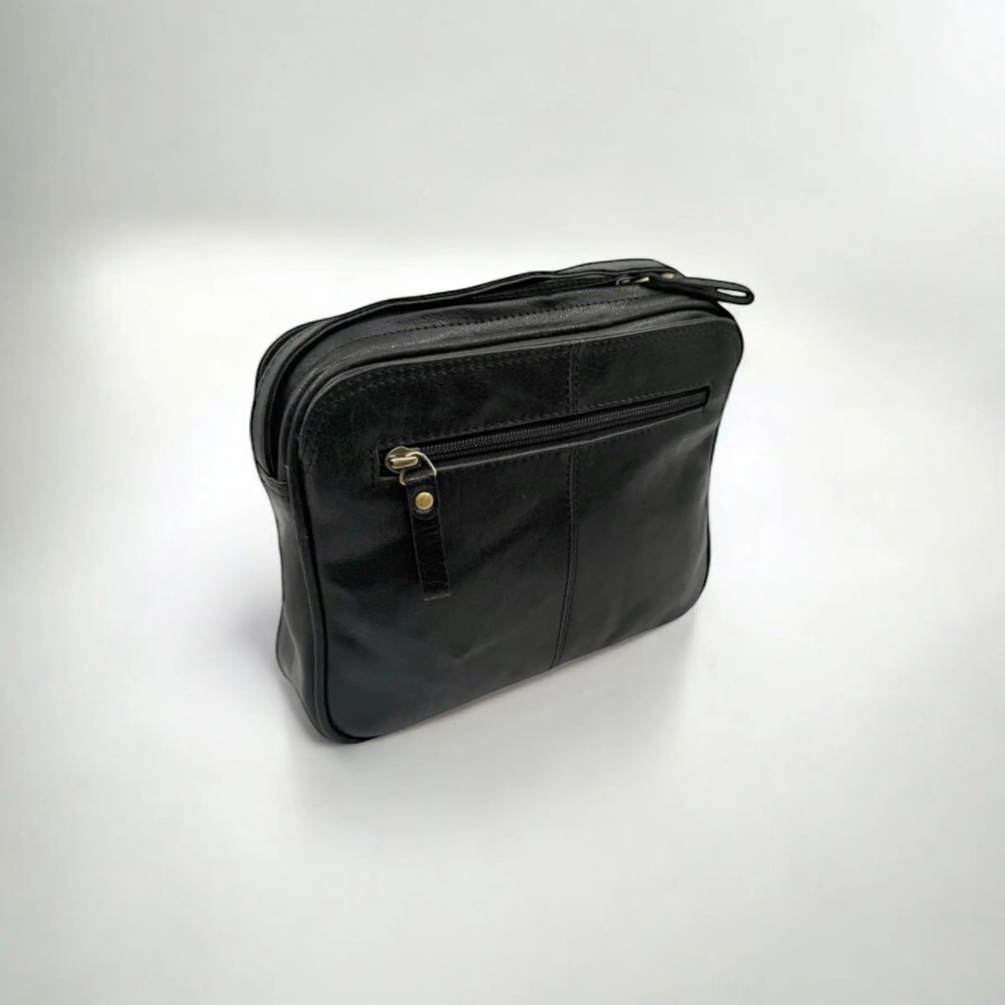 Leather Shoulder Bag Black Buff Leather Box Leather