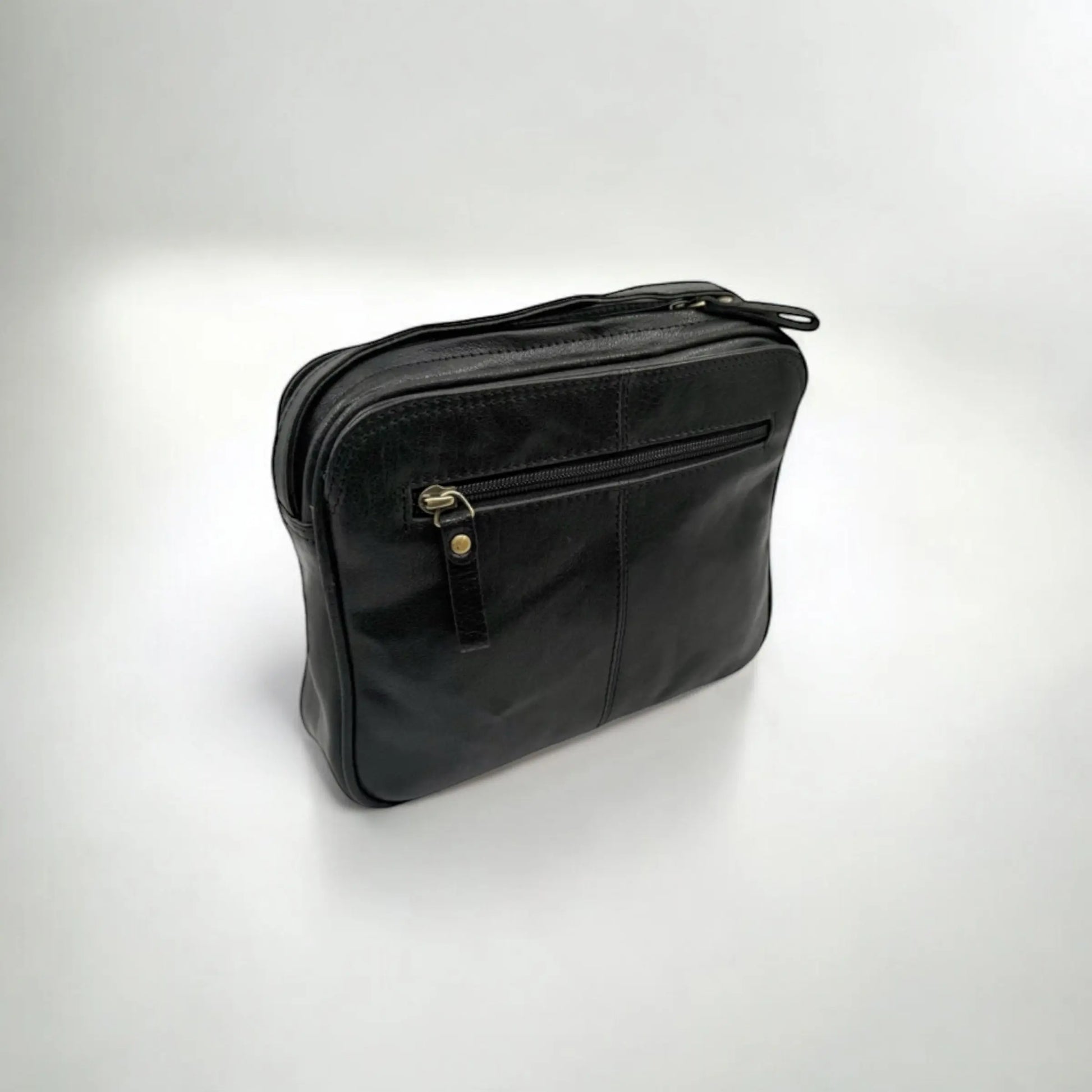 Leather Shoulder Bag Black Buff Leather Box Leather