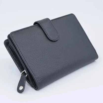 Large Tab Close Purse Wallet Bi-Fold Black Leather My Store