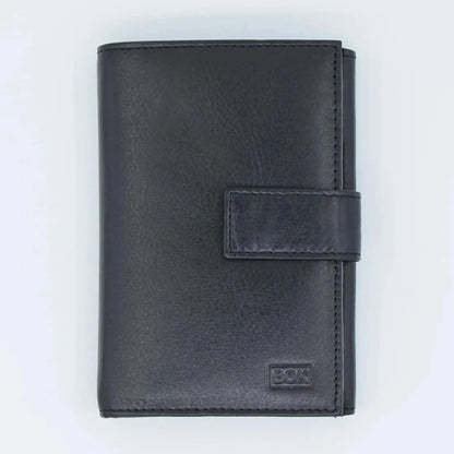 Large Tab Close Wallet Black Leather My Store