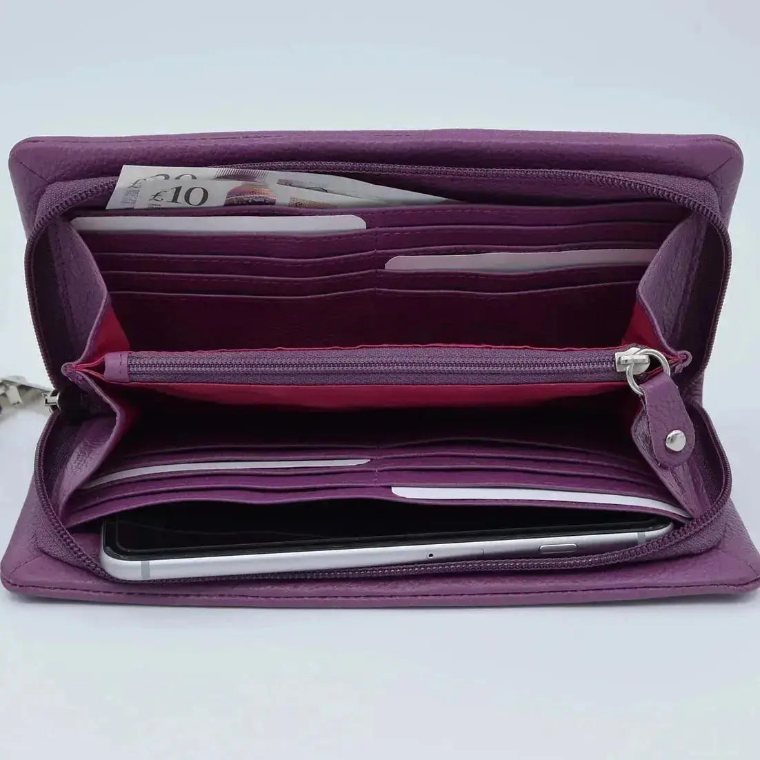 Crossover Purse with Hand Strap Black Leather My Store