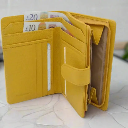 Large Tab Close Purse Wallet Bi-Fold Black Leather My Store