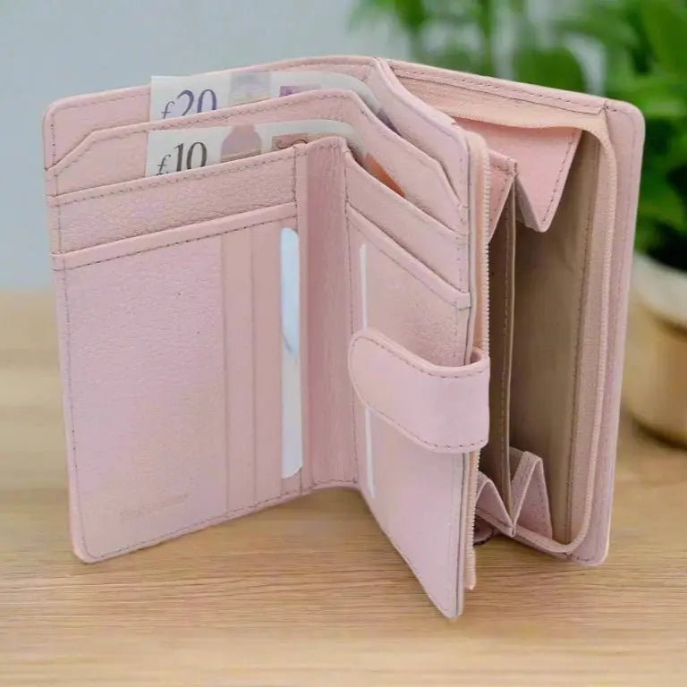 Large Tab Close Purse Wallet Bi-Fold Black Leather My Store
