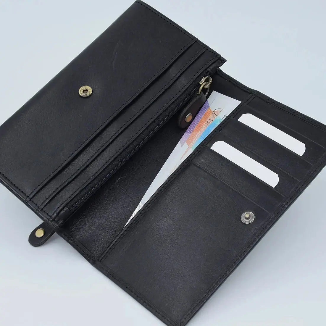 Three Quarter Close Purse Tan Leather My Store
