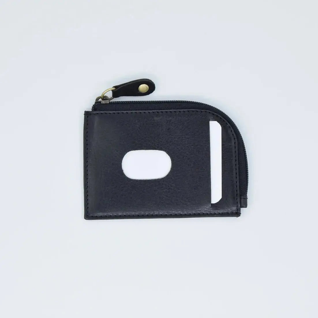 Mini Zip Wallet Black Leather My Store