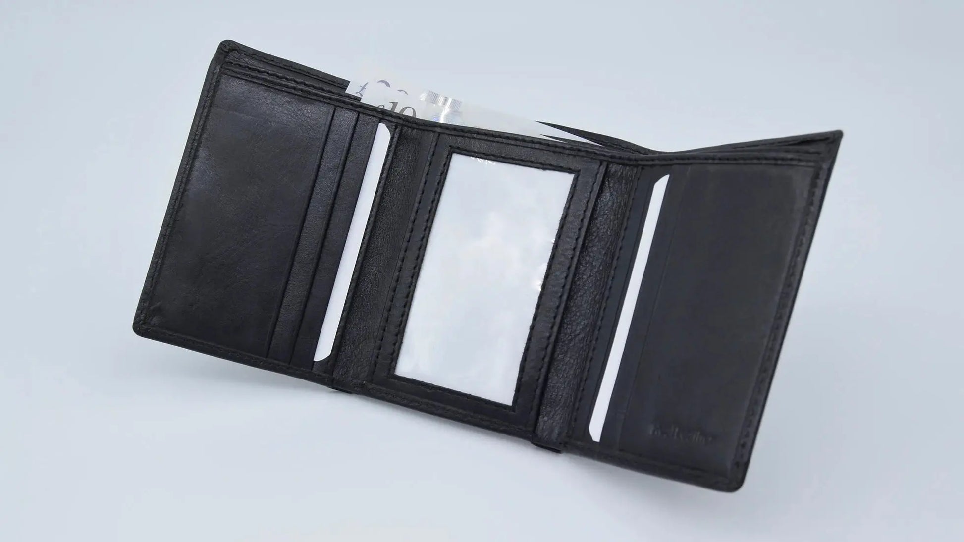 Classic Wallet Tri- Fold Black Leather My Store