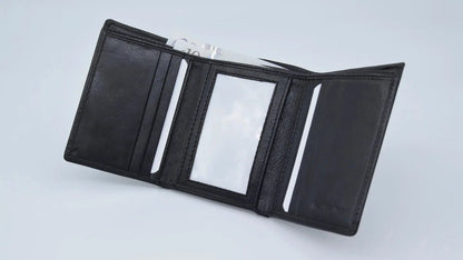Classic Wallet Tri- Fold Black Leather My Store