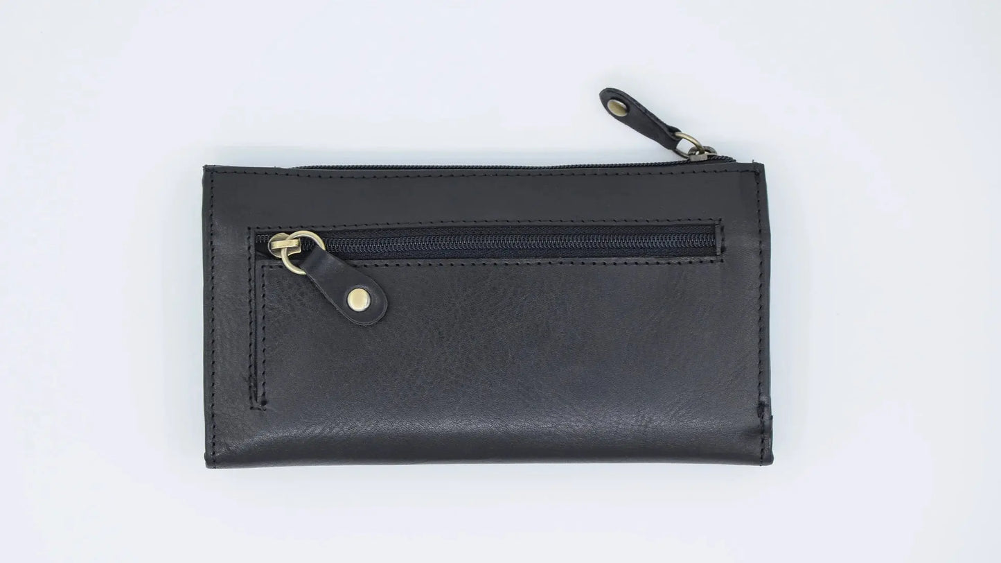Half Fold Close Purse Black Leather My Store