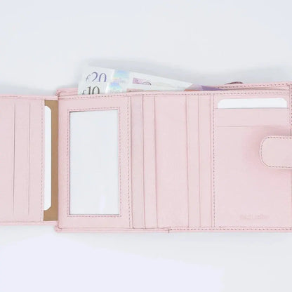 Large Tab Close Purse Wallet Tri-Fold Purple Leather My Store