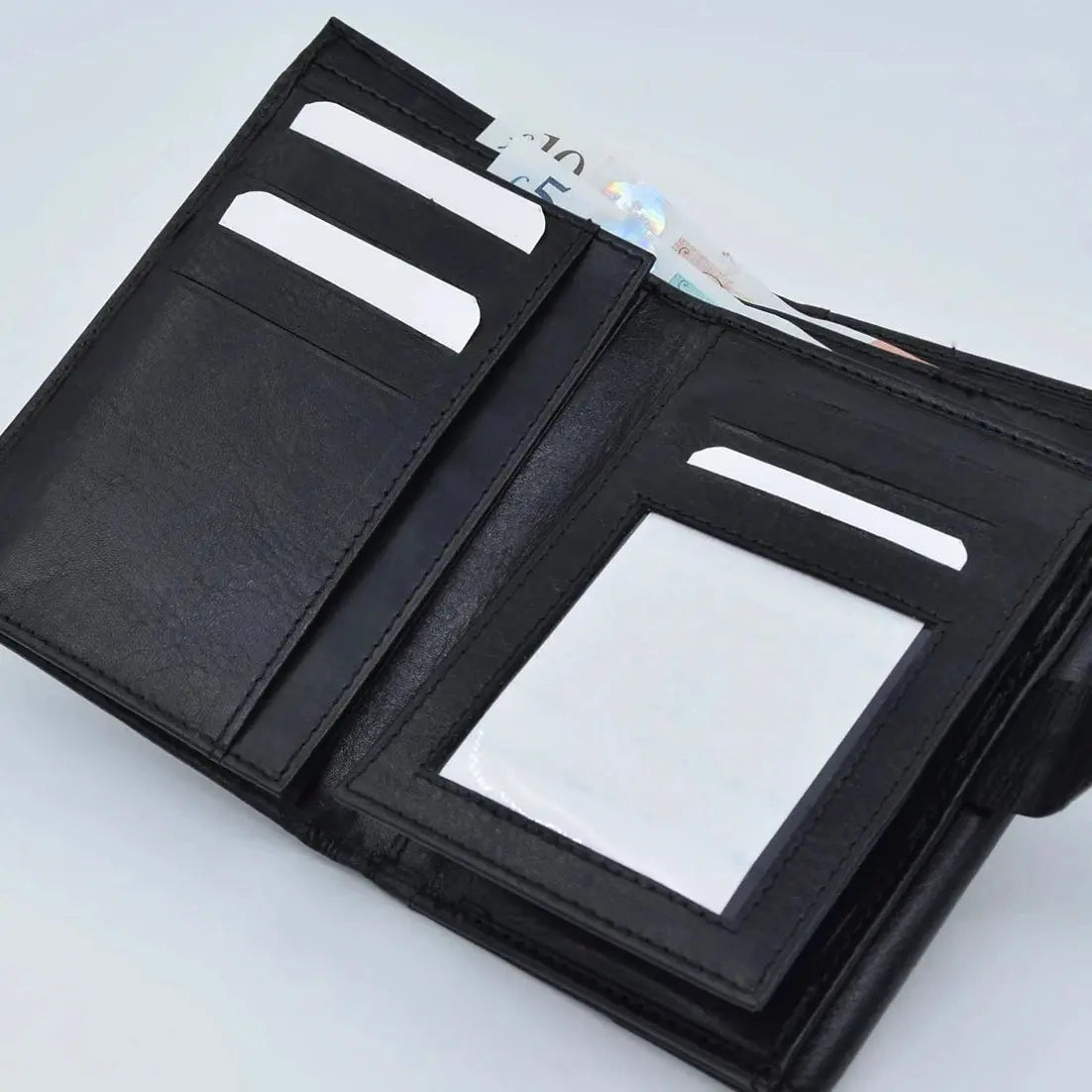 Large Tab Close Wallet Black Leather My Store