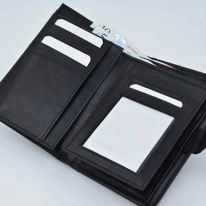 Large Tab Close Wallet Black Leather My Store