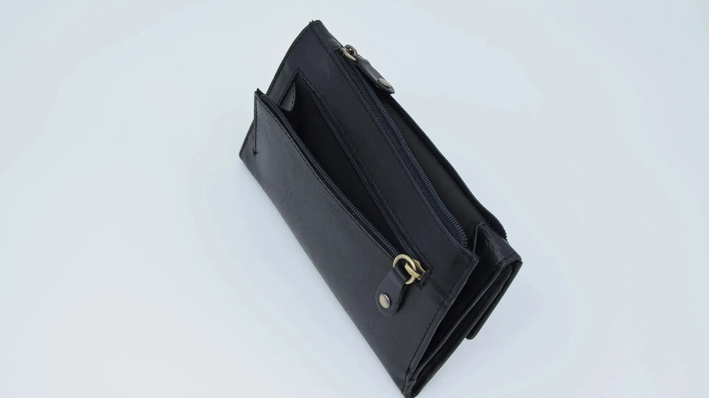 Half Fold Close Purse Black Leather My Store