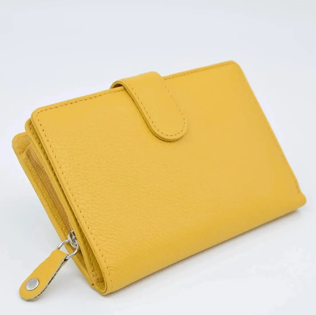 Large Tab Close Purse Wallet Bi-Fold Black Leather My Store