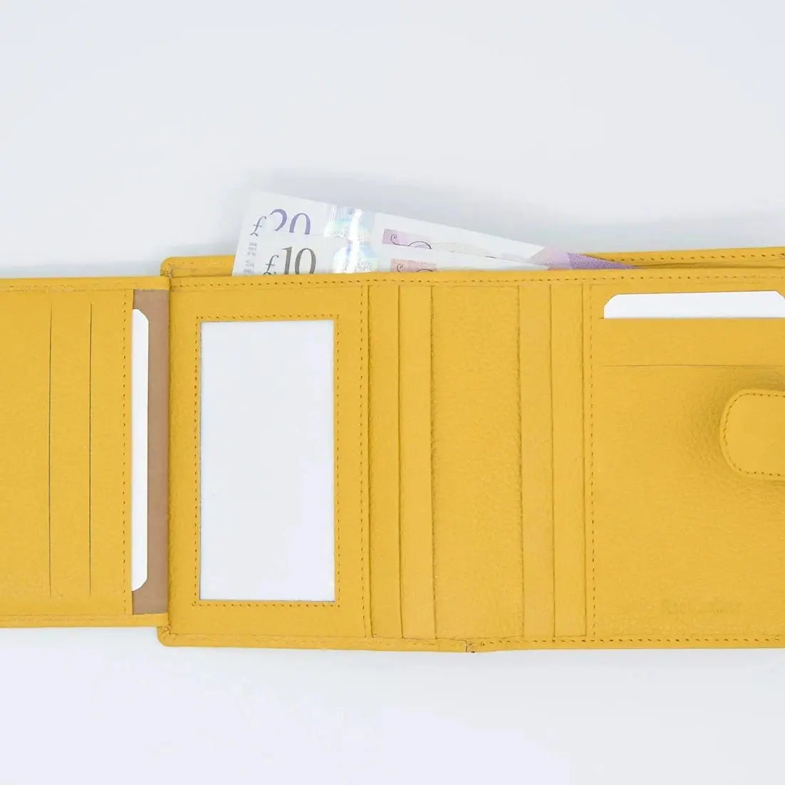 Large Tab Close Purse Wallet Tri-Fold Purple Leather My Store