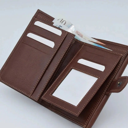 Large Tab Close Wallet Black Leather My Store