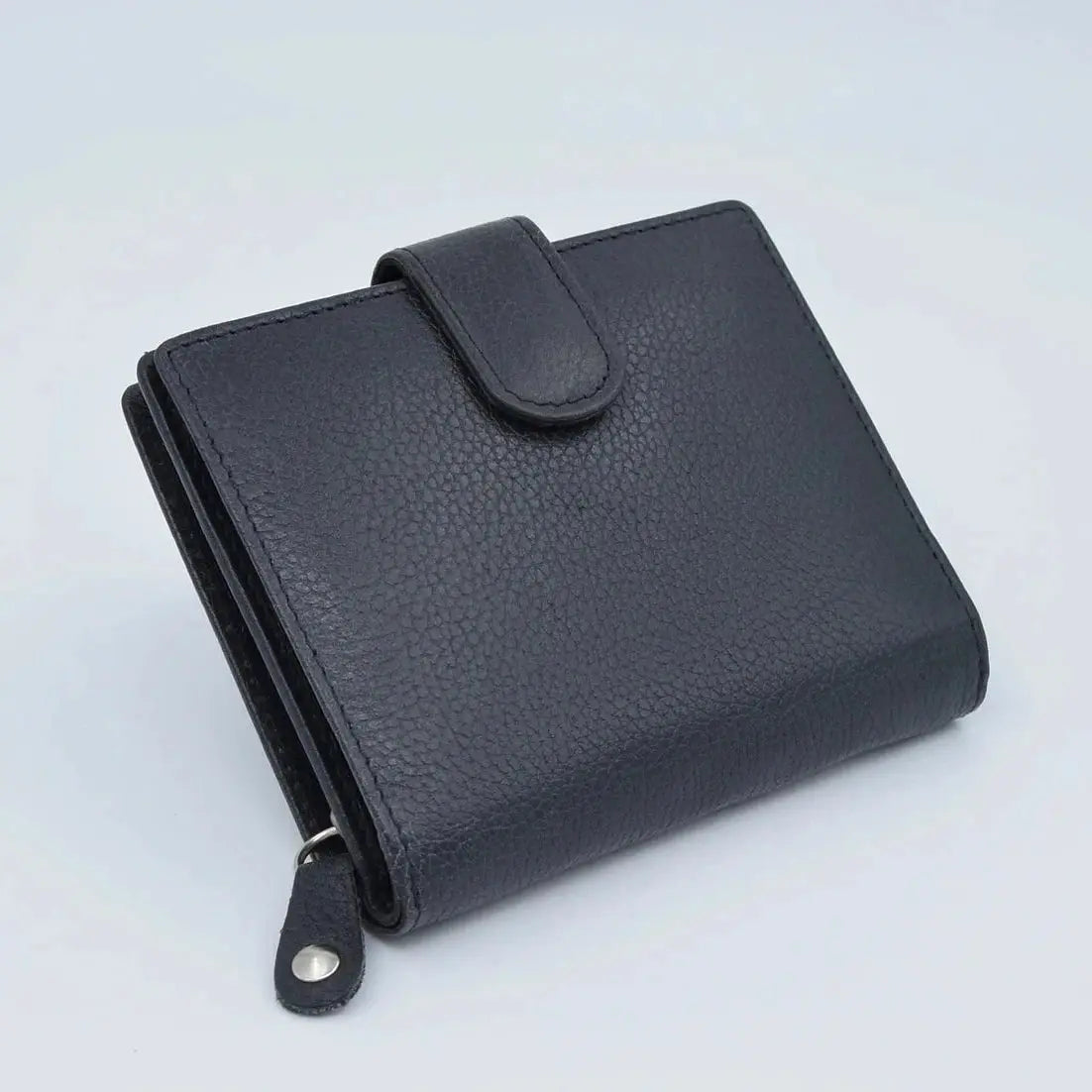 Large Tab Close Purse Wallet Tri-Fold Purple Leather My Store