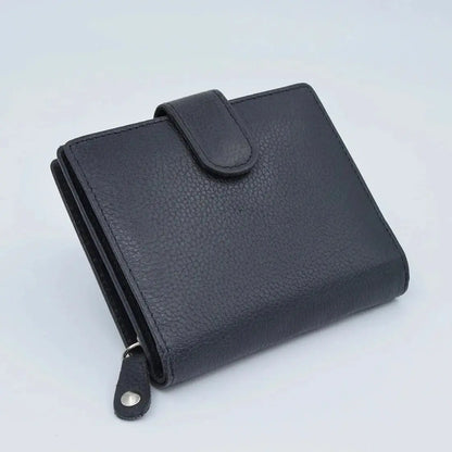 Large Tab Close Purse Wallet Tri-Fold Purple Leather My Store