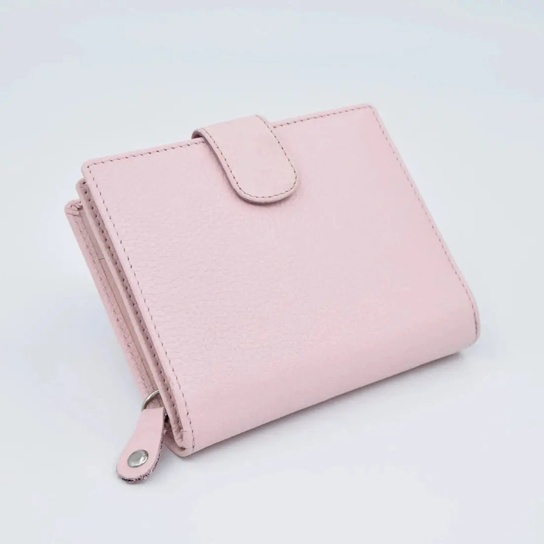 Large Tab Close Purse Wallet Tri-Fold Purple Leather My Store