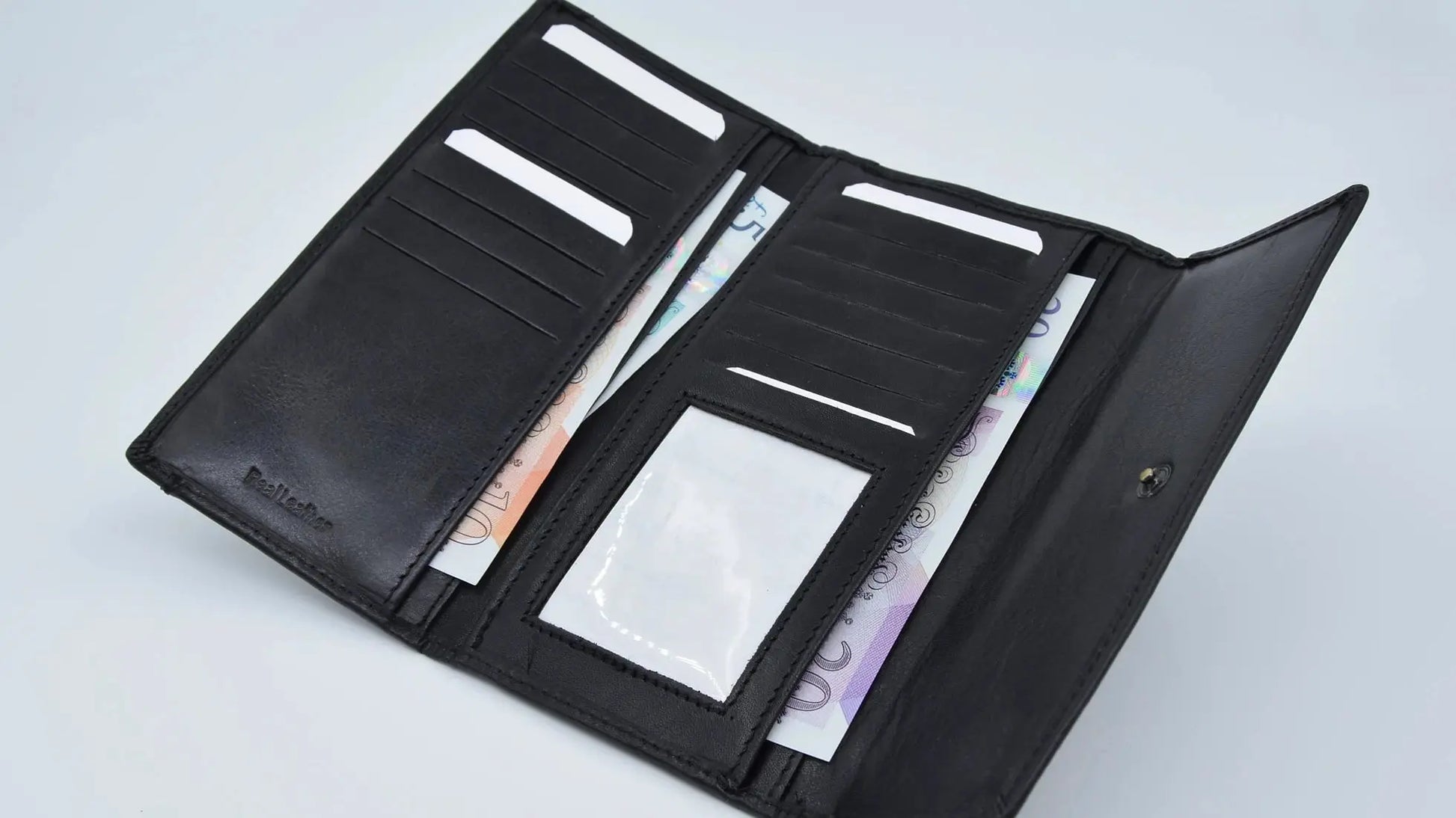 Half Fold Close Purse Black Leather My Store