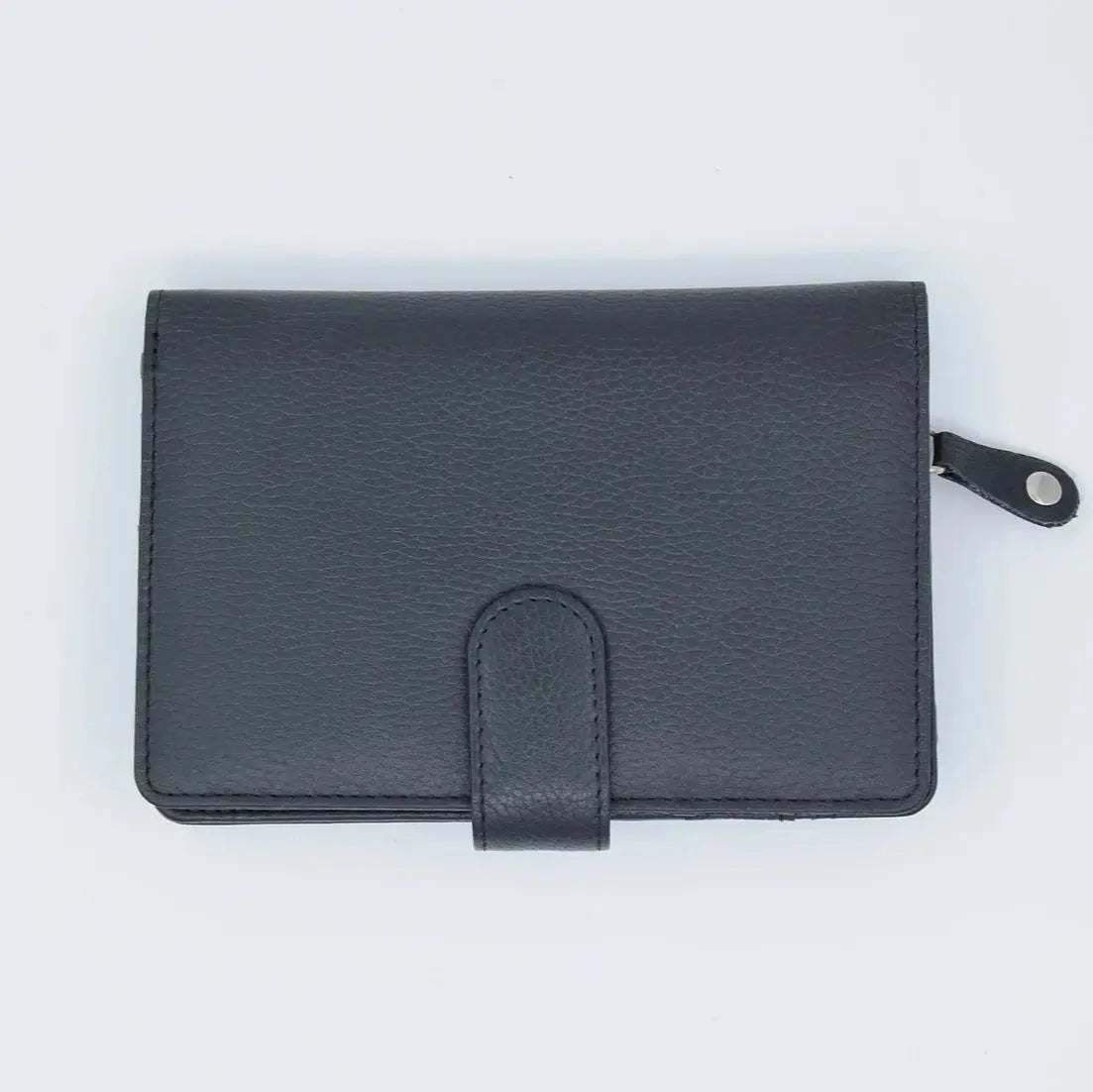 Large Tab Close Purse Wallet Bi-Fold Black Leather My Store