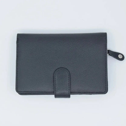 Large Tab Close Purse Wallet Bi-Fold Black Leather My Store