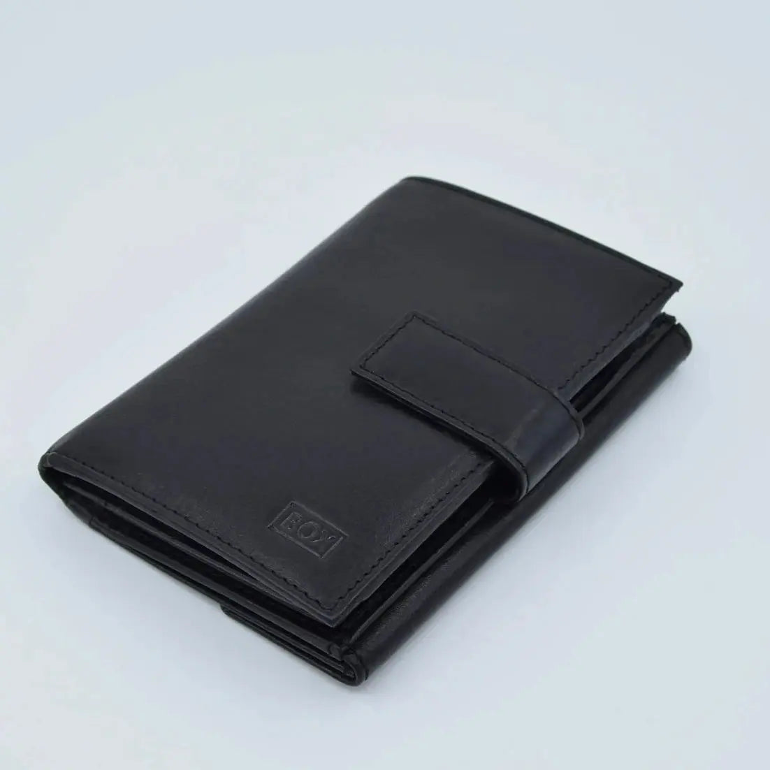 Large Tab Close Wallet Black Leather My Store