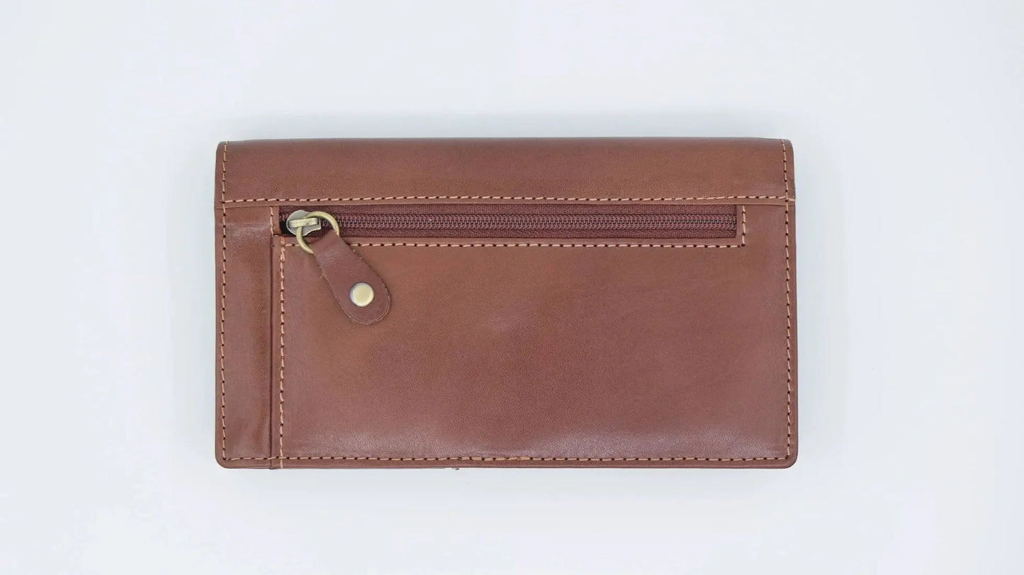 Full Fold Close Purse Tan Leather My Store