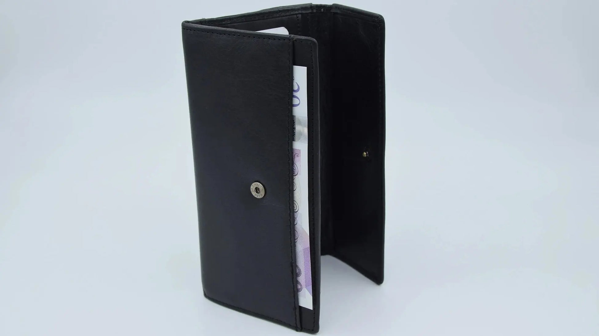 Half Fold Close Purse Black Leather My Store