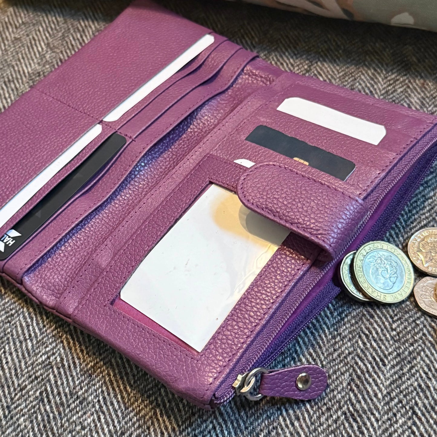 Super Soft Tab Close Purse Purple Leather My Store