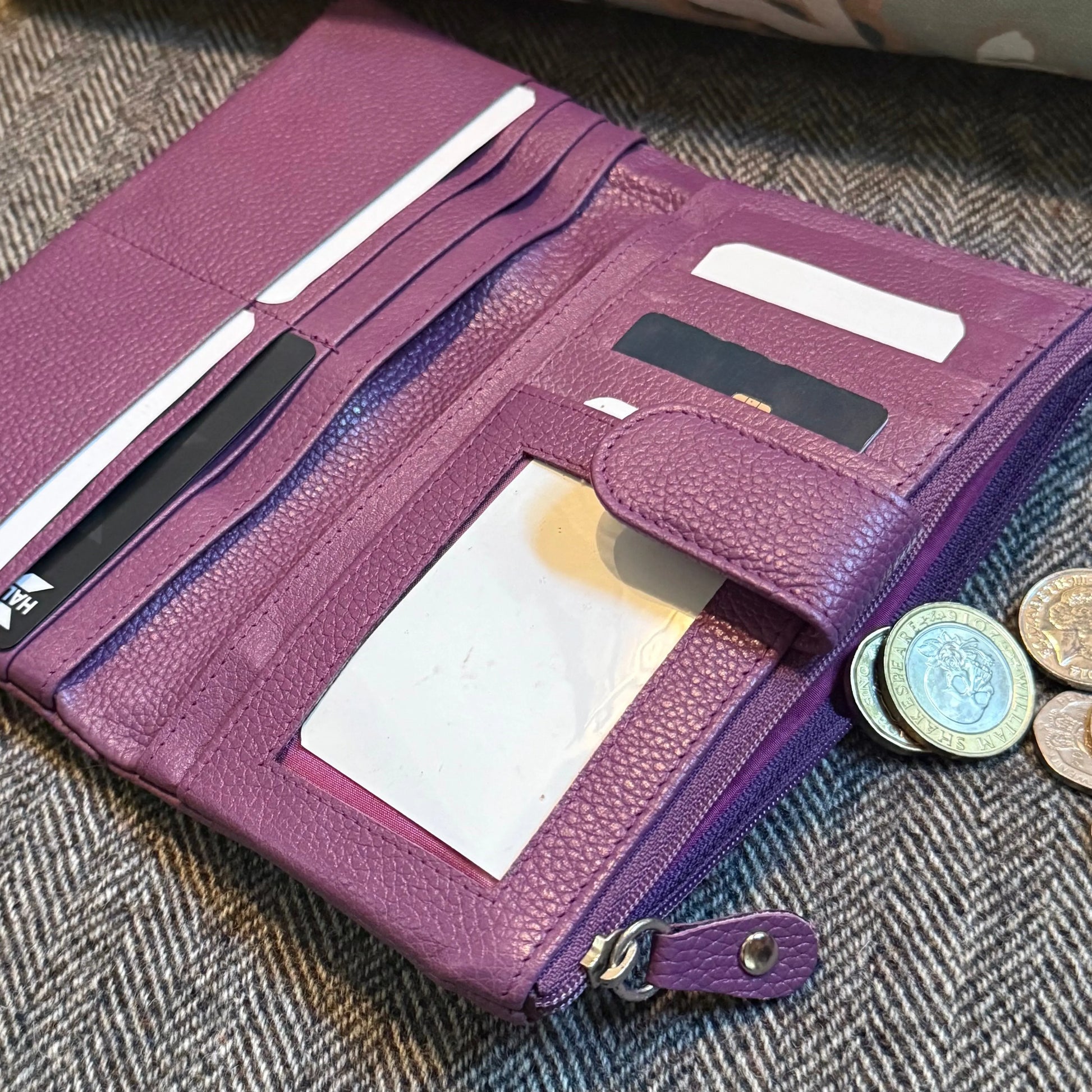 Super Soft Tab Close Purse Purple Leather My Store