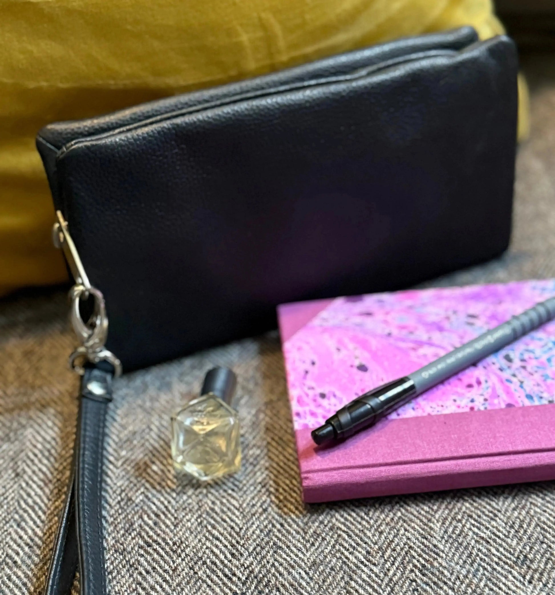 Crossover Purse with Hand Strap Mustard Leather My Store