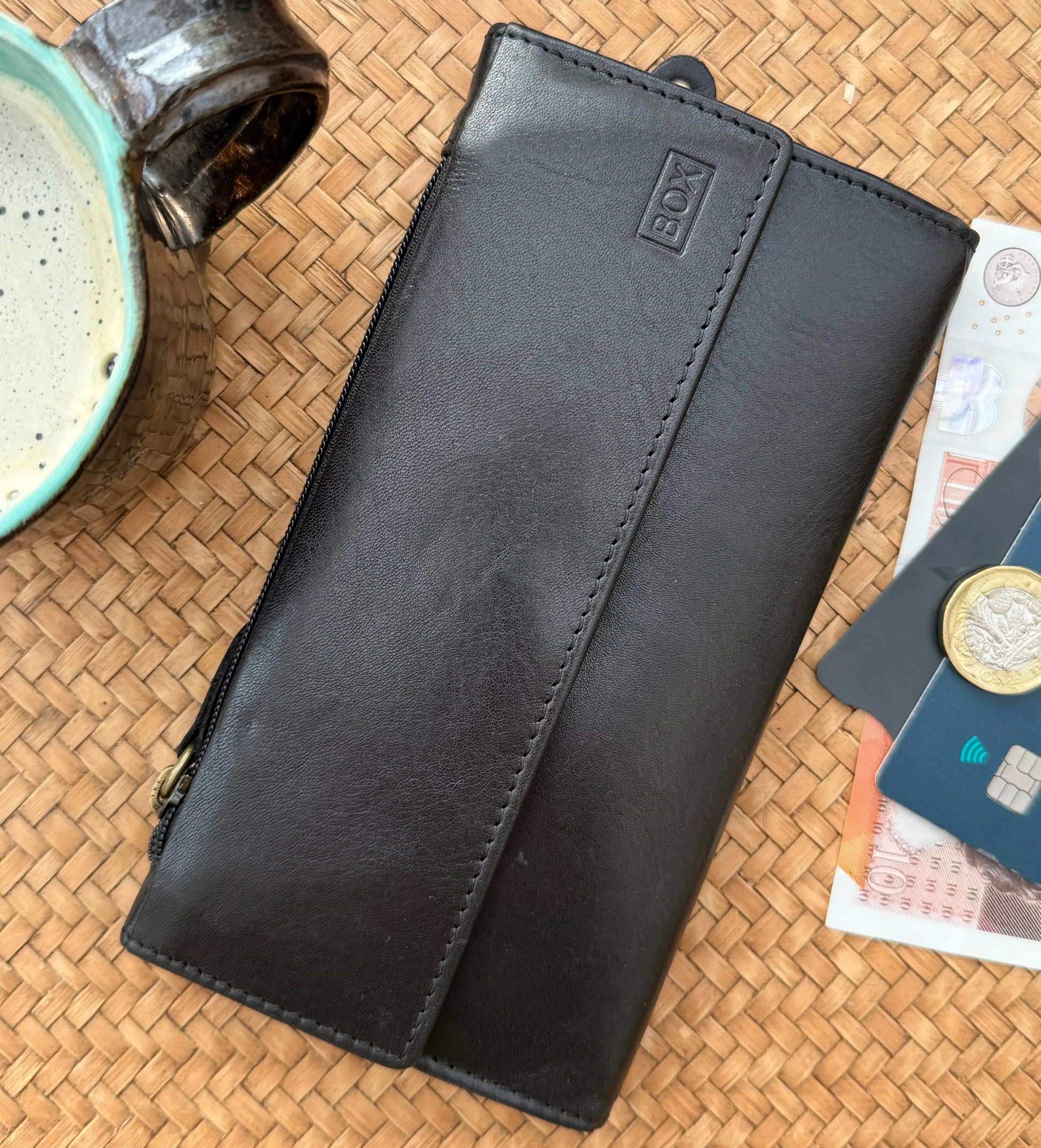 Half Fold Close Purse Black Leather My Store