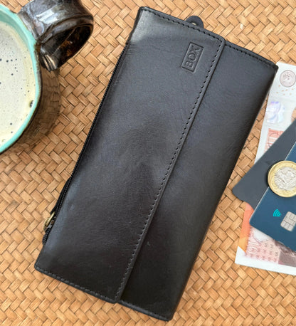 Half Fold Close Purse Black Leather My Store