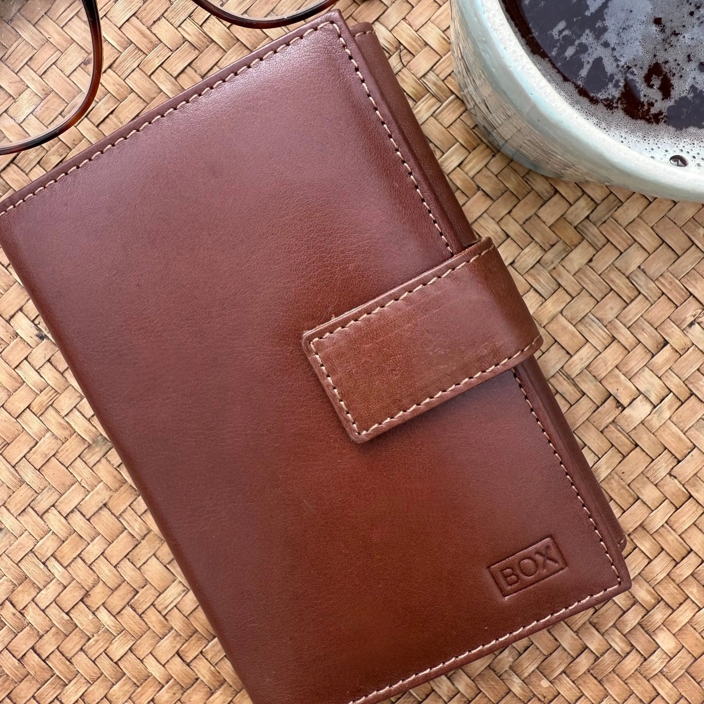 Large Tab Close Wallet Black Leather My Store