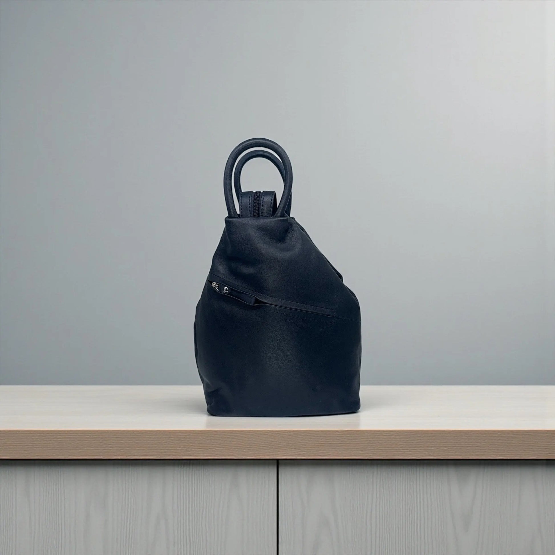 Leather Backpack Bag Navy Leather Box Leather