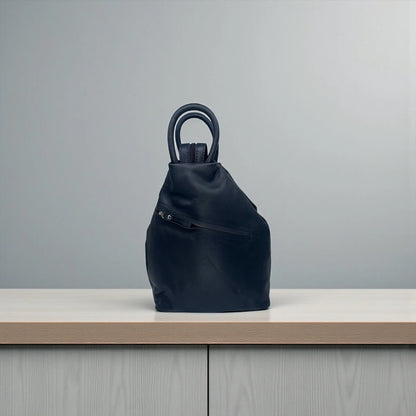 Leather Backpack Bag Navy Leather Box Leather