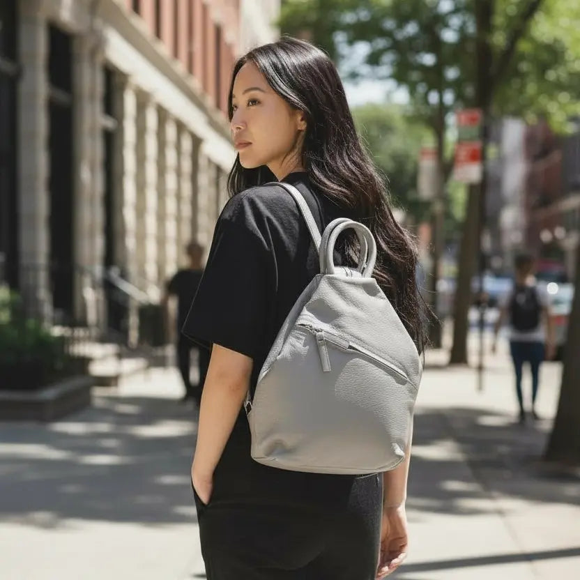 Leather Backpack Bag Grey Leather Box Leather