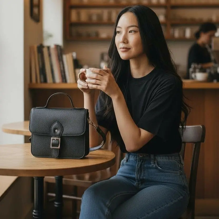 Leather Shoulder Bag Black Box Leather