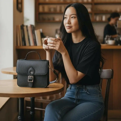 Leather Shoulder Bag Black Box Leather