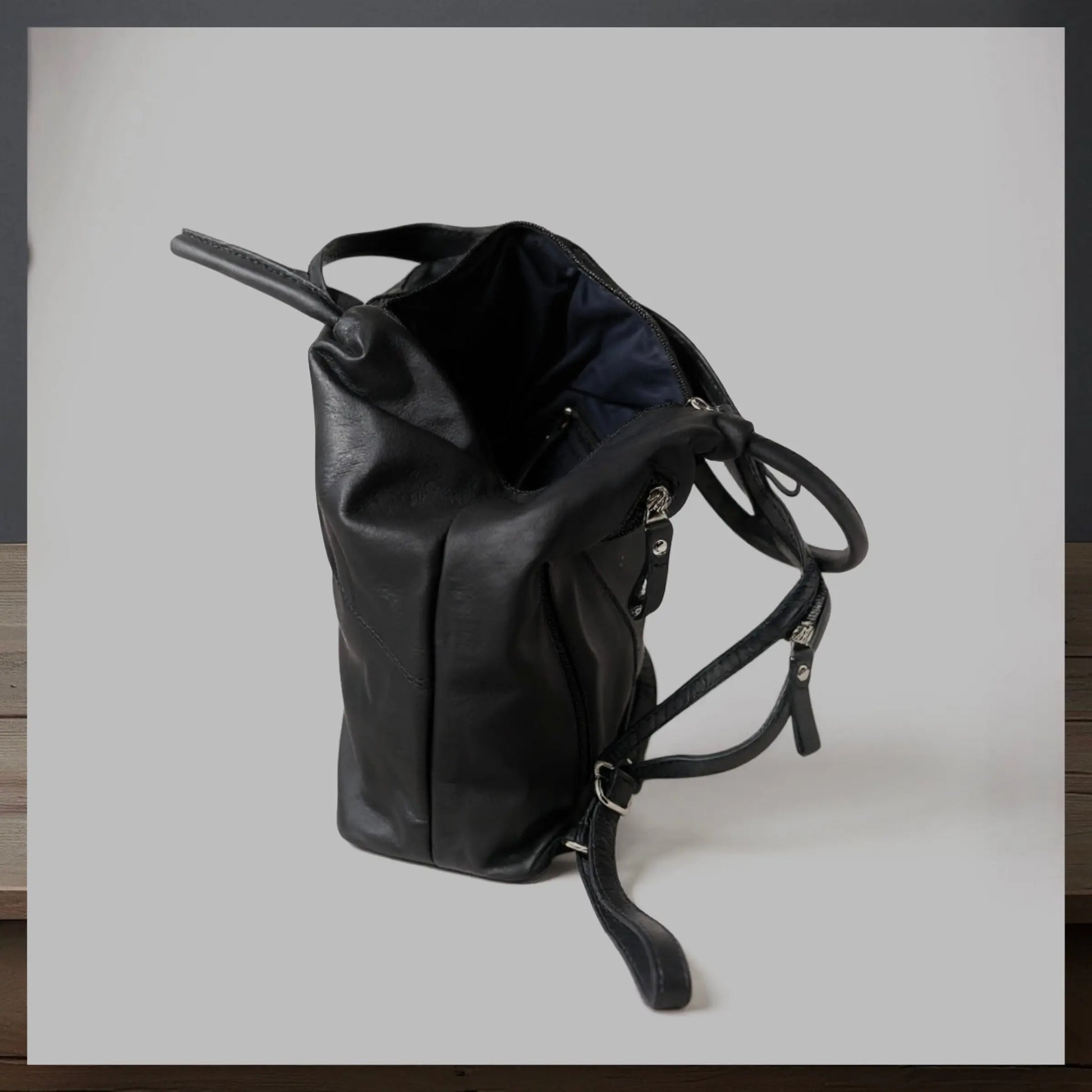costume national leather backpack Leather Shoulder Bag Black & Taupe