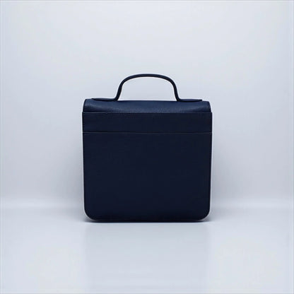 Leather Shoulder Bag Navy & Cream Box Leather