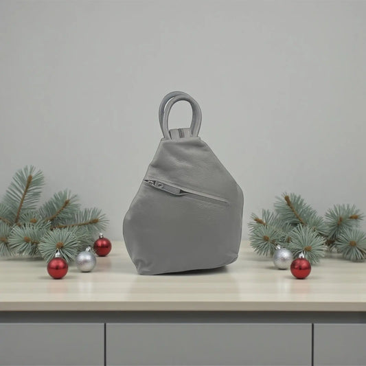 Leather Backpack Bag Grey Leather Box Leather