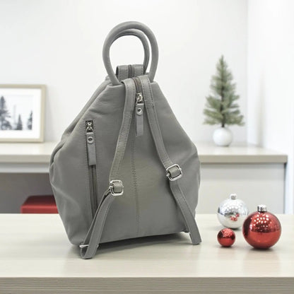 Leather Backpack Bag Grey Leather Box Leather